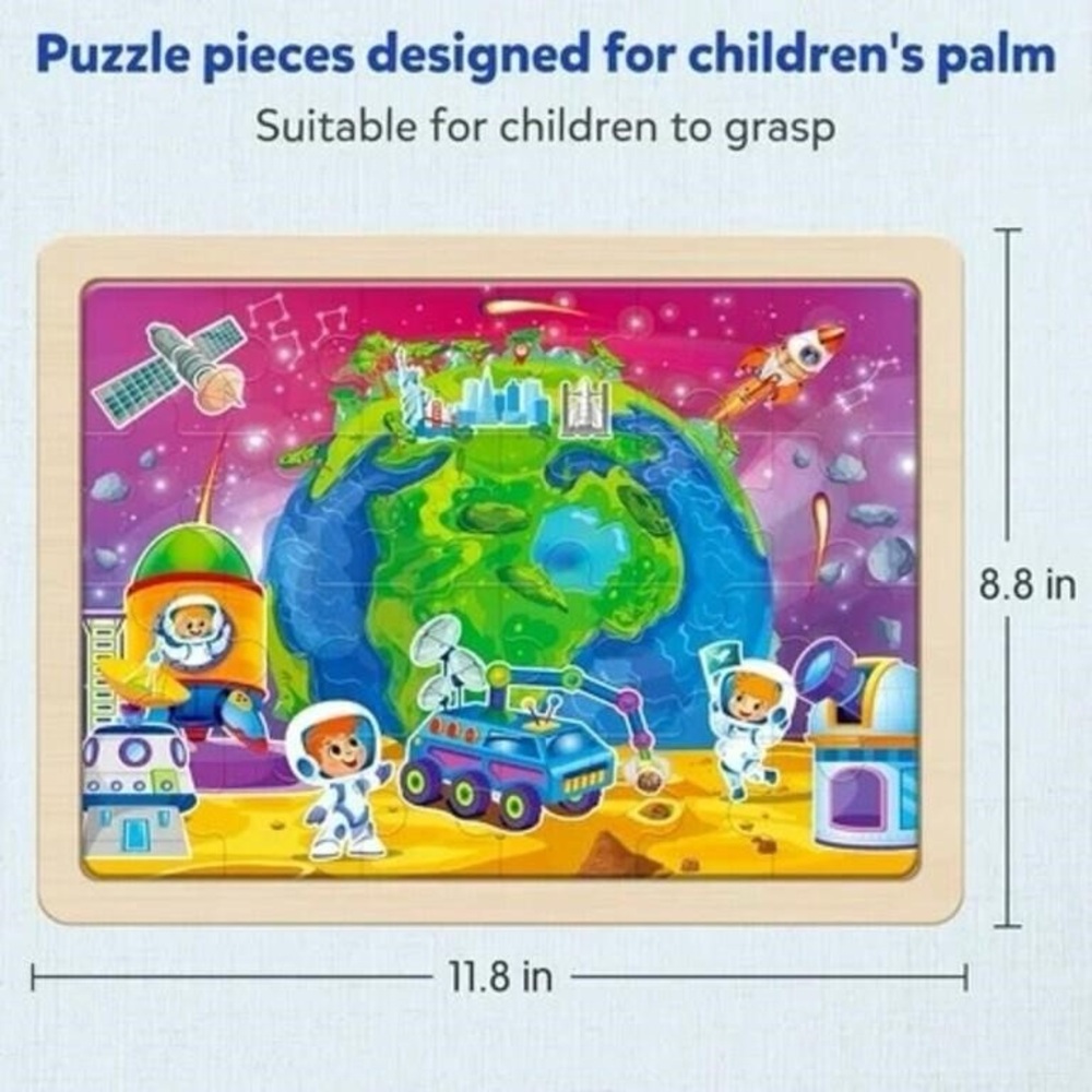 NWT 4-in-1 Wooden Puzzle Set for Kids 3+, Kids Sized Wooden Puzzle Sets - Picture 4 of 4